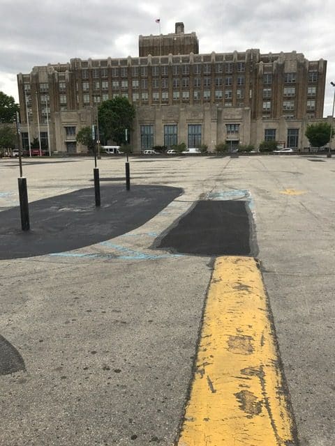 Faded parking lot